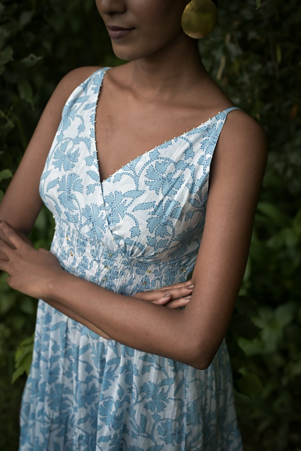 Meadow White Blue Floral Dress