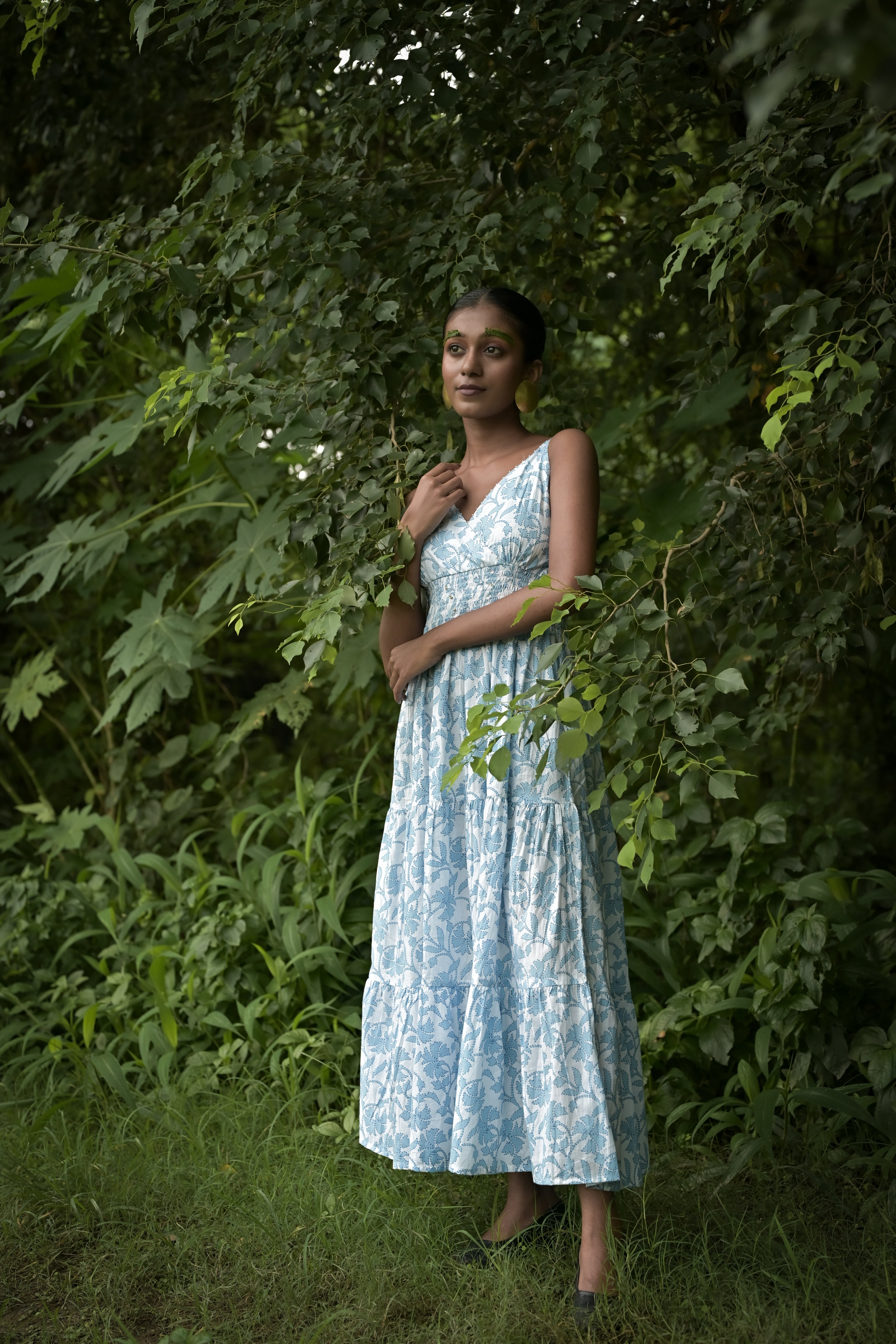 Meadow White Blue Floral Dress