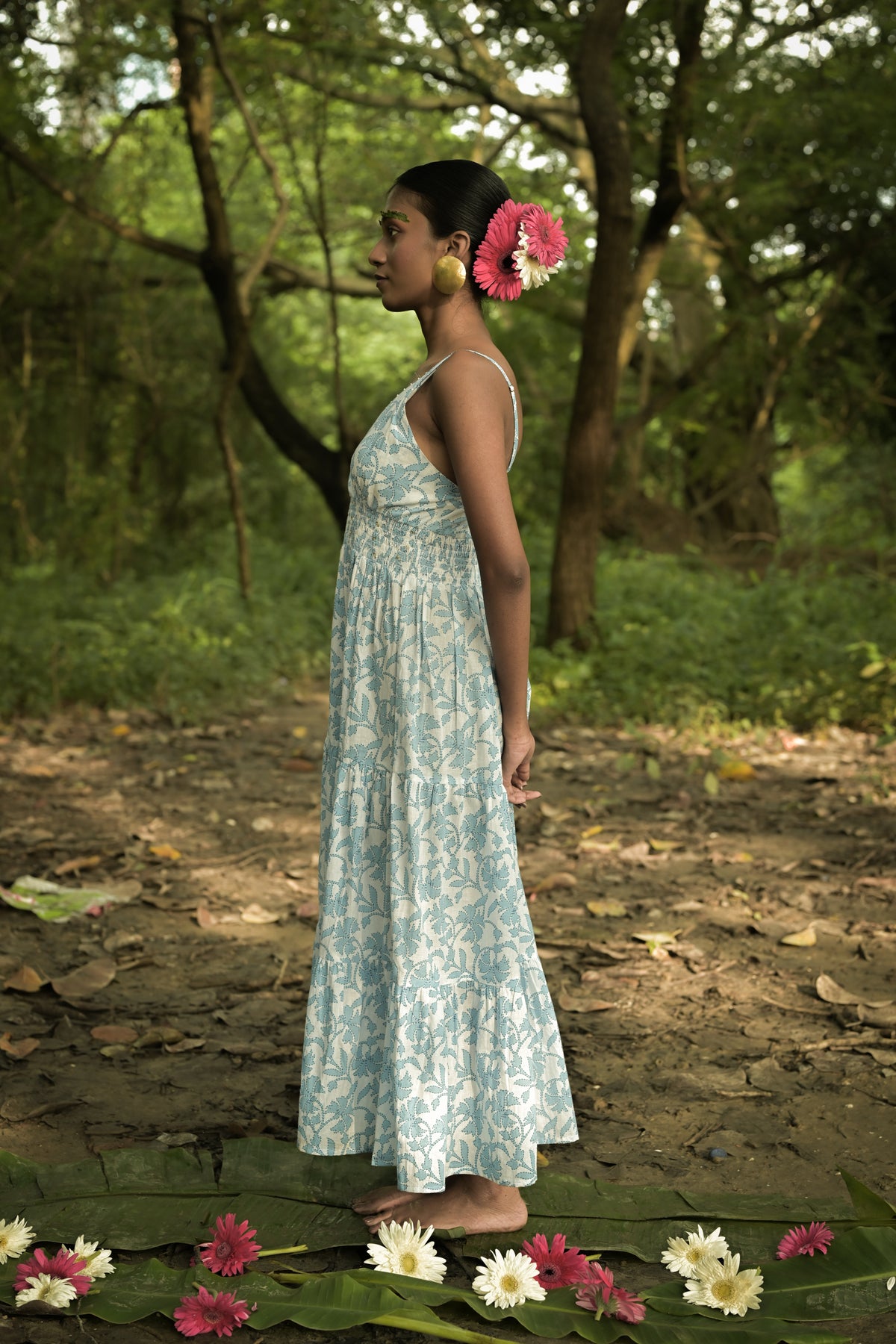 Meadow White Blue Floral Dress