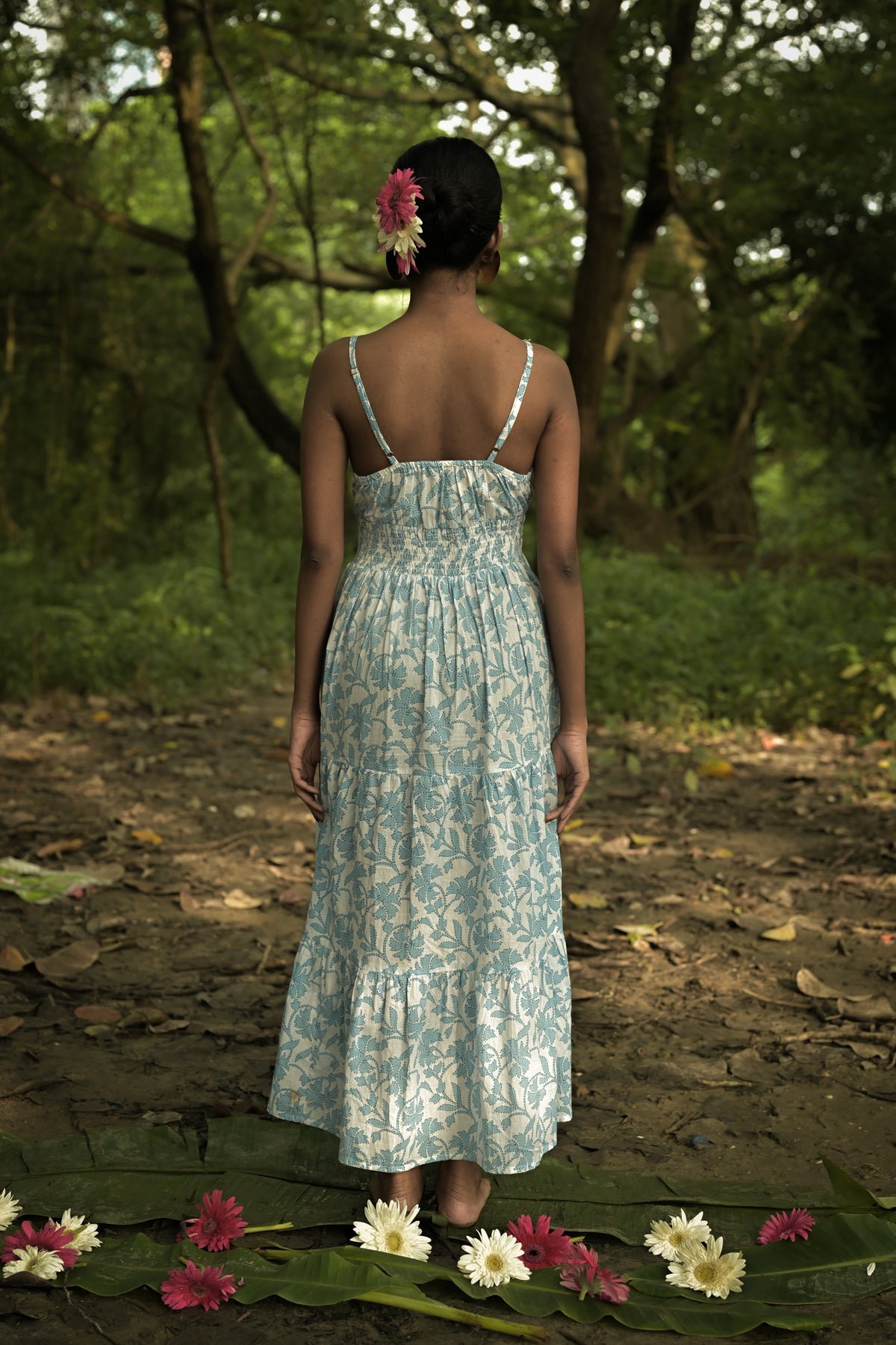 Meadow White Blue Floral Dress